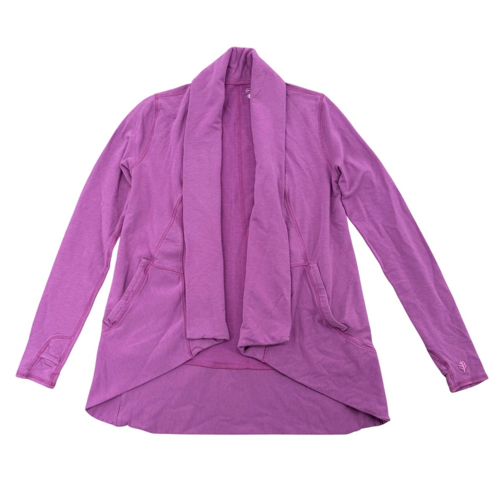 Coolibar Cardigan Womens XS Purple UPF 50+ Bamboo Blend Shawl Open Front Pockets